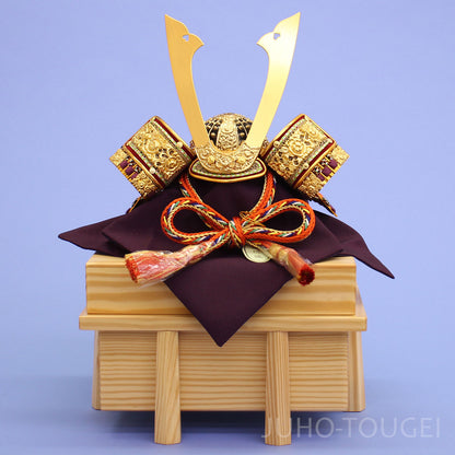 五月人形 単品兜 高さ21cm ８号長鍬形金小札朱赤縅
