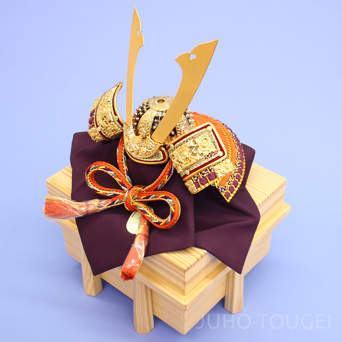 五月人形 単品兜 高さ21cm ８号長鍬形金小札朱赤縅