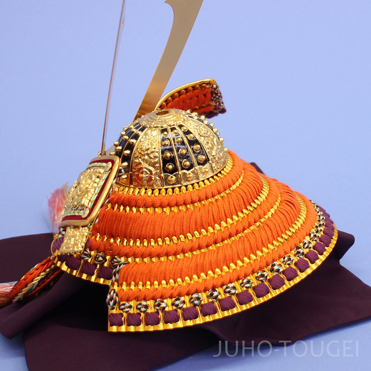 五月人形 単品兜 高さ21cm ８号長鍬形金小札朱赤縅