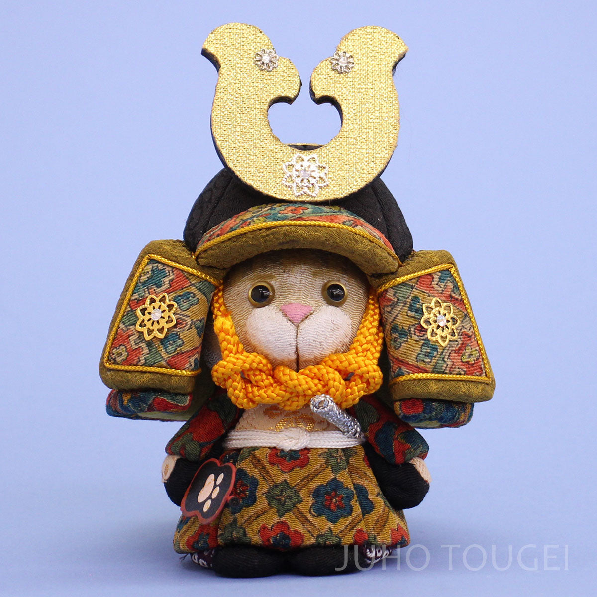 JUHO-TOUGEI  木目込み　ねこ大将　はなまる ゴールド １号