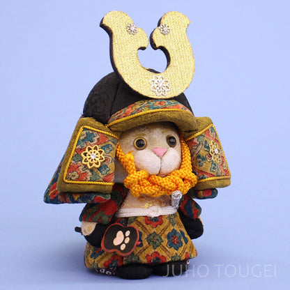 JUHO-TOUGEI  木目込み　ねこ大将　はなまる ゴールド １号