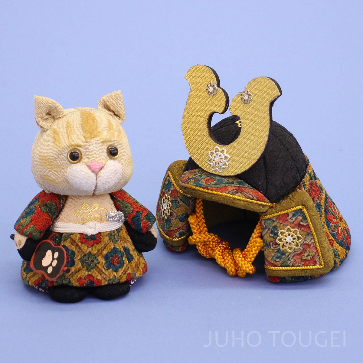 JUHO-TOUGEI  木目込み　ねこ大将　はなまる ゴールド １号