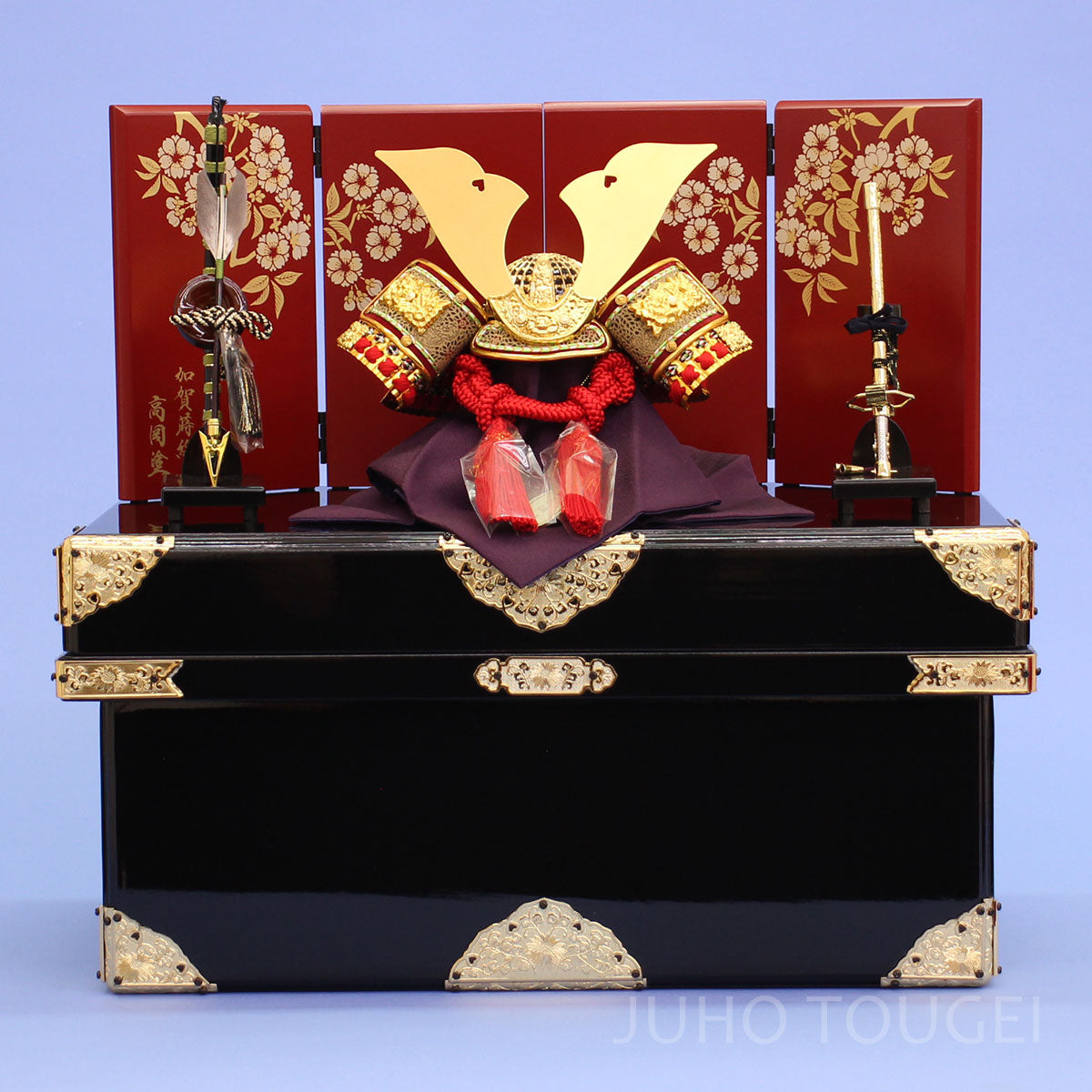 五月人形 大鍬形/飛龍 五月人形 吉徳 鎧着大将床飾り 飛龍 30cm変則一双 飛龍 金ぼかし 45cm