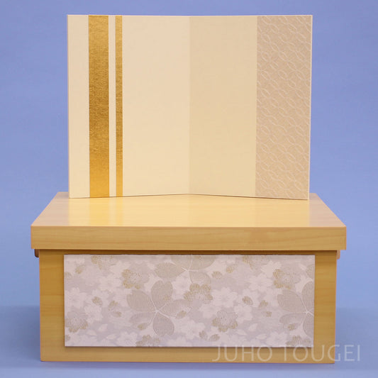 Storage stand for May dolls, 40cm wide, NW storage stand, with white cherry blossom screen