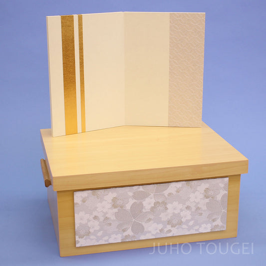 Storage stand for May dolls, 40cm wide, NW storage stand, with white cherry blossom screen