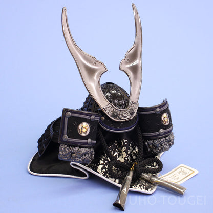 五月人形 単品兜 高さ19cm 皇宸 ６号　黒雲兜