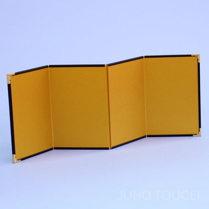 Folding screen for May dolls and Hina dolls, for handicrafts, 15cm high, gold folding screen, four-panel gold　With decorative metal fittings