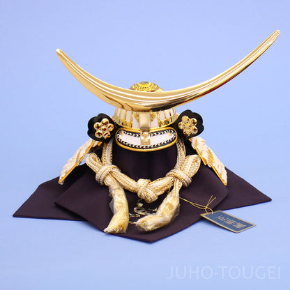 五月人形 単品兜 高さ19cm ８号　白金伊達兜