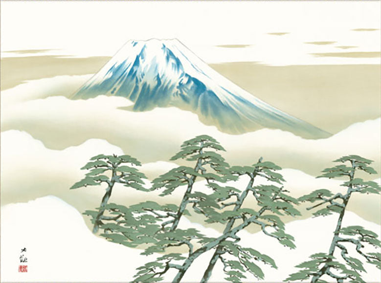 Yokoyama Taikan "Mount Fuji and Pines" Mini Hanging Scroll | Masterpiece Art Print