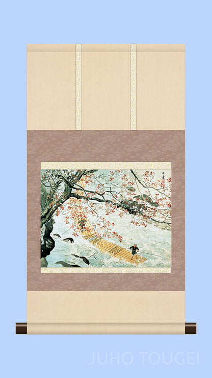 ミニ掛け軸　名画複製画　川合玉堂　花筏