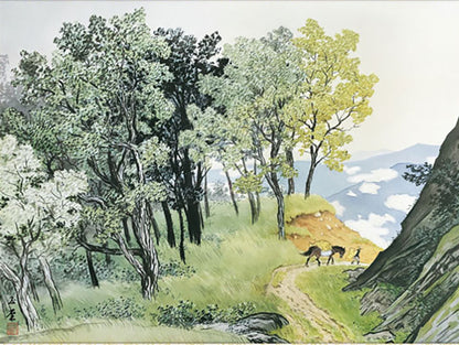 ミニ掛け軸　名画複製画　川合玉堂　山雨一過
