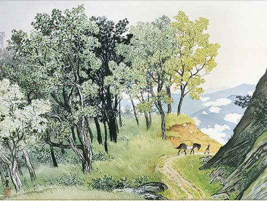 Kawai Gyokudō "Passing Mountain Rain (San'u Ikka)" Mini Hanging Scroll | Masterpiece Art Print
