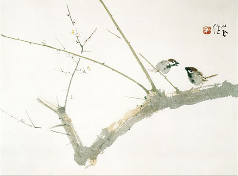 竹内栖凤《梅園（梅园）》微型挂轴｜名画复制画・日式雅致装饰