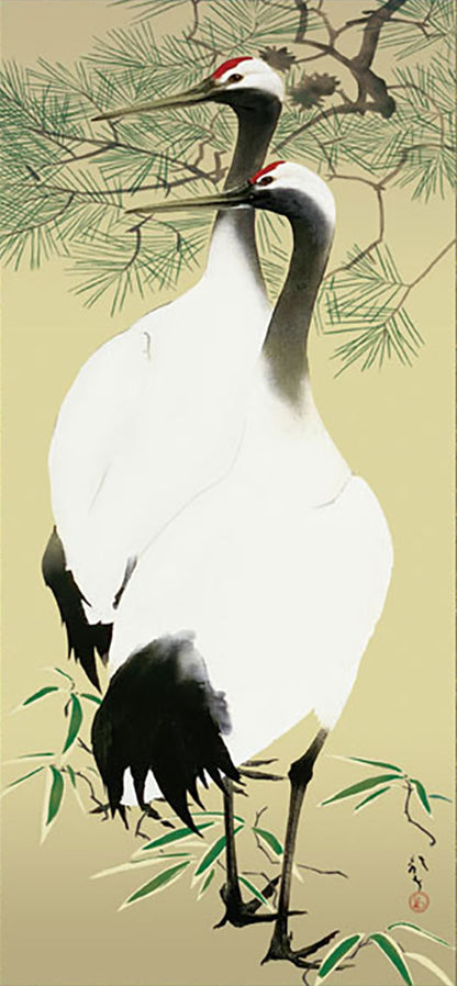 ミニ掛け軸　名画複製画　川端龍子　慶鶴図