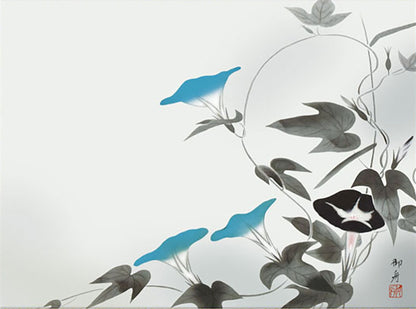 Hayami Gyoshu "Asagao (Morning Glories)" Mini Hanging Scroll | Masterpiece Art Print