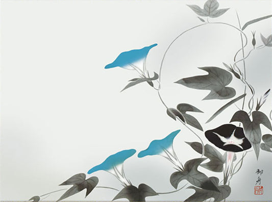 Hayami Gyoshu "Asagao (Morning Glories)" Mini Hanging Scroll | Masterpiece Art Print