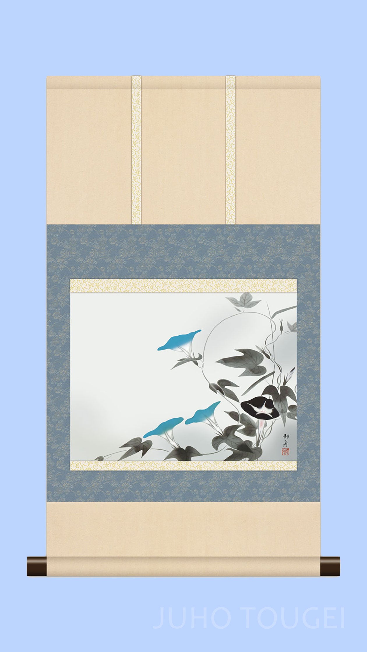 Hayami Gyoshu "Asagao (Morning Glories)" Mini Hanging Scroll | Masterpiece Art Print