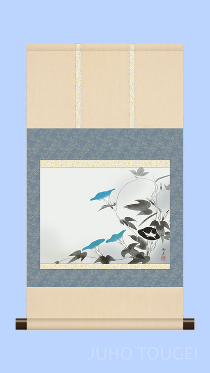 Hayami Gyoshu "Asagao (Morning Glories)" Mini Hanging Scroll | Masterpiece Art Print