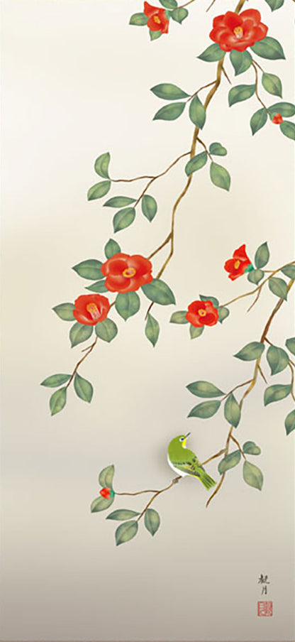 花鳥画掛け軸ミニ    椿　森山観月