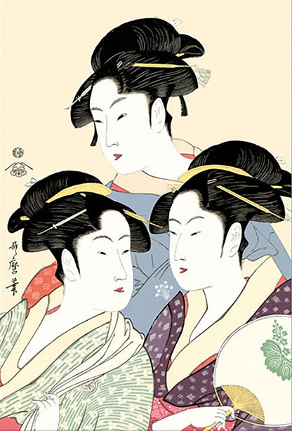 浮世絵　喜多川歌麿　寛政の三美人　複製画
