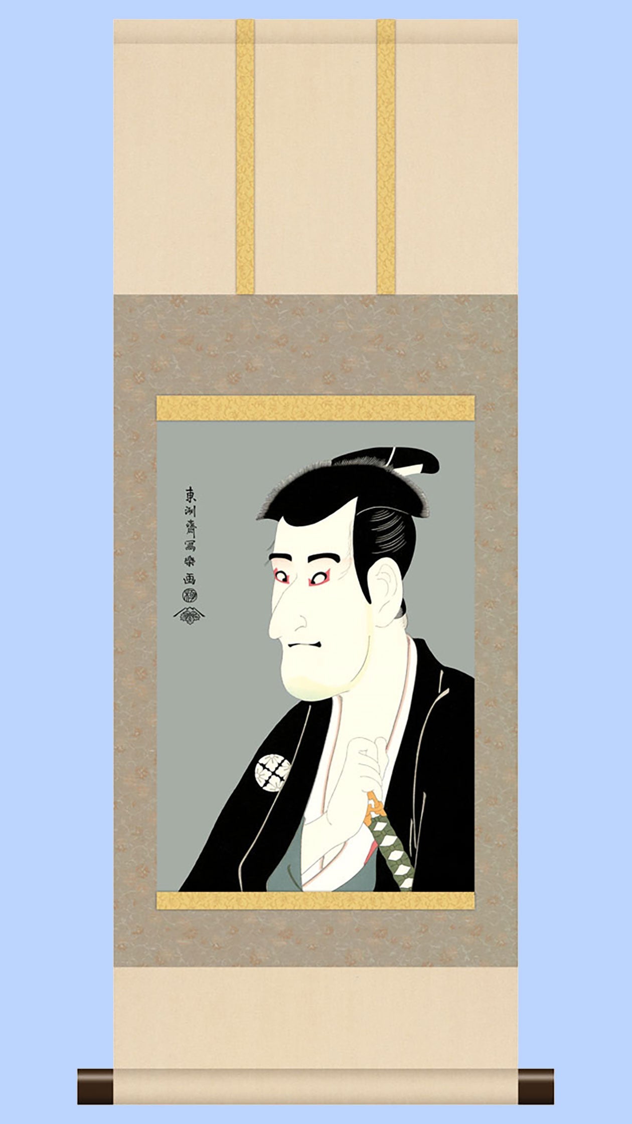 浮世絵掛け軸　東洲斎写楽　二世市川高麗蔵の「志賀大七」