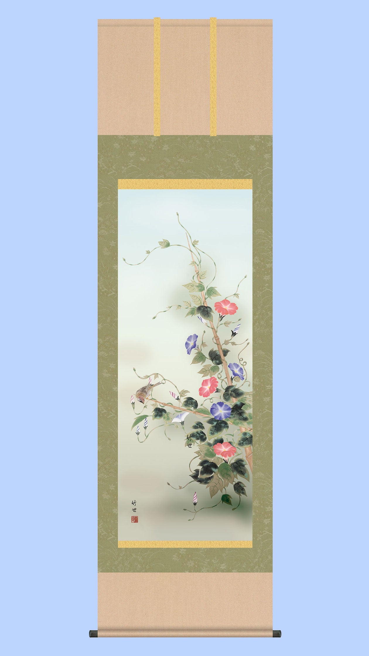 花鳥画掛け軸　四季彩遷　夏　田村竹世