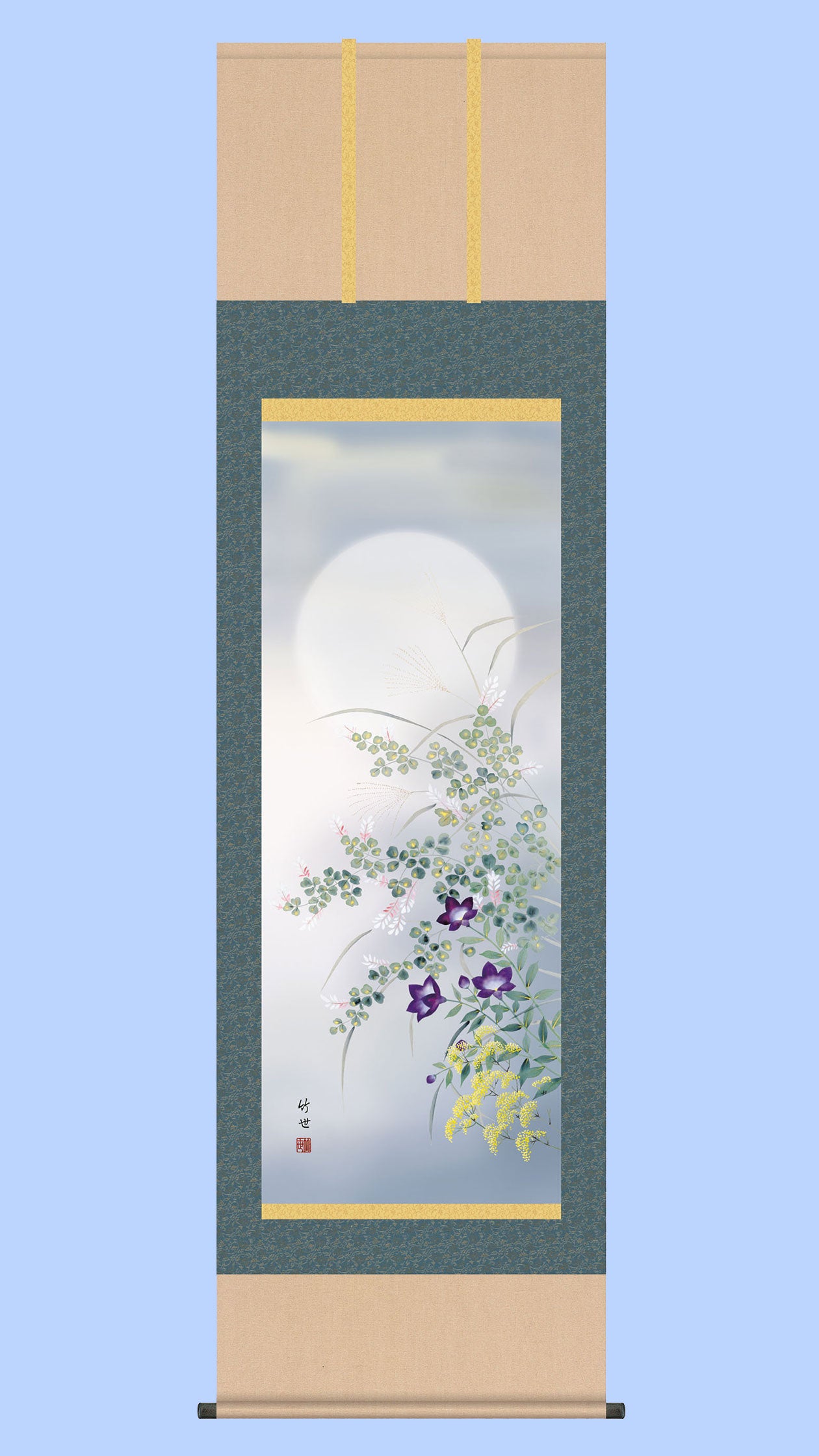 花鳥画掛け軸　四季彩遷　秋　田村竹世