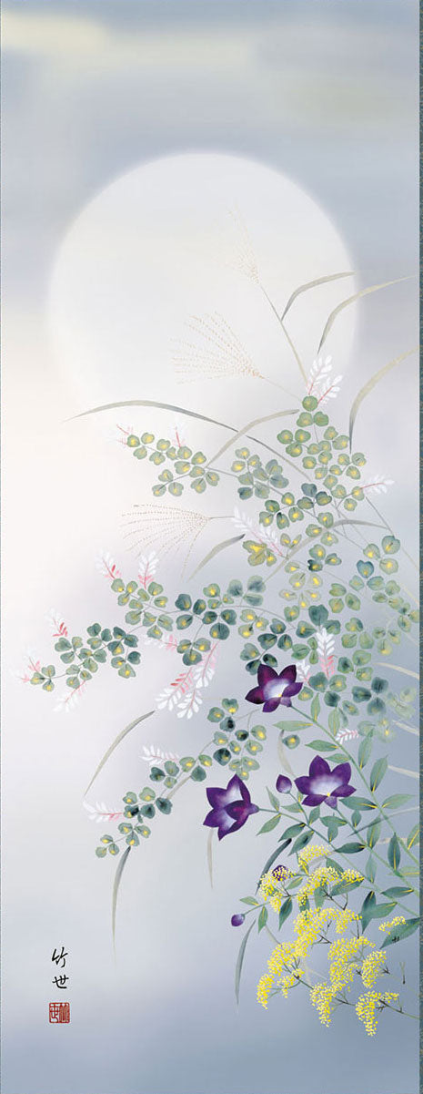 花鸟画挂轴，四季，秋季，田村武代