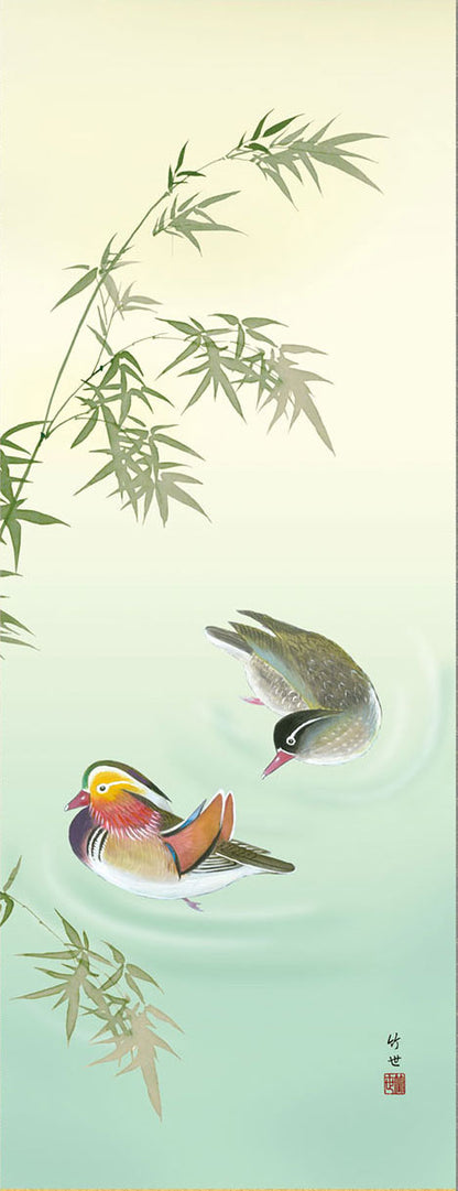 花鸟画挂轴，四季，冬季，田村武代