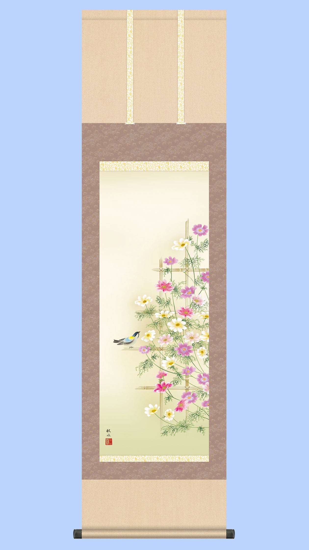 花鸟画挂轴 《秋樱》 浮田秋水