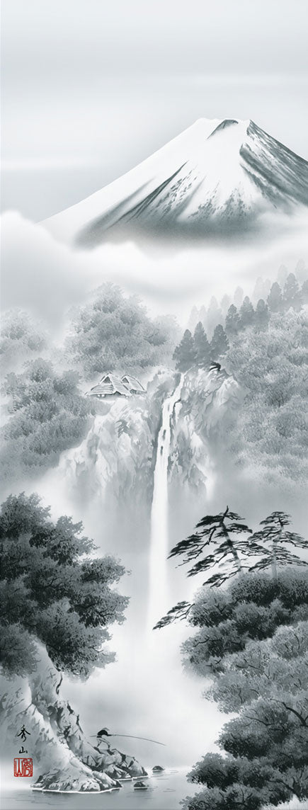 富士山水画　富士幽谷　鈴村秀山