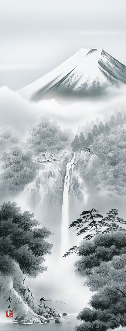 富士山水画　富士幽谷　鈴村秀山