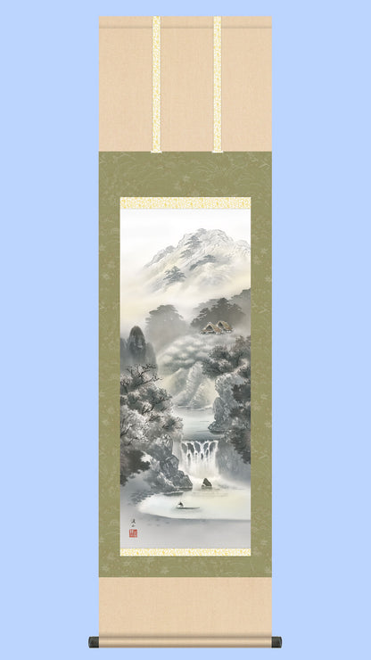 山水画掛け軸　幽山蒼流　伊藤渓山