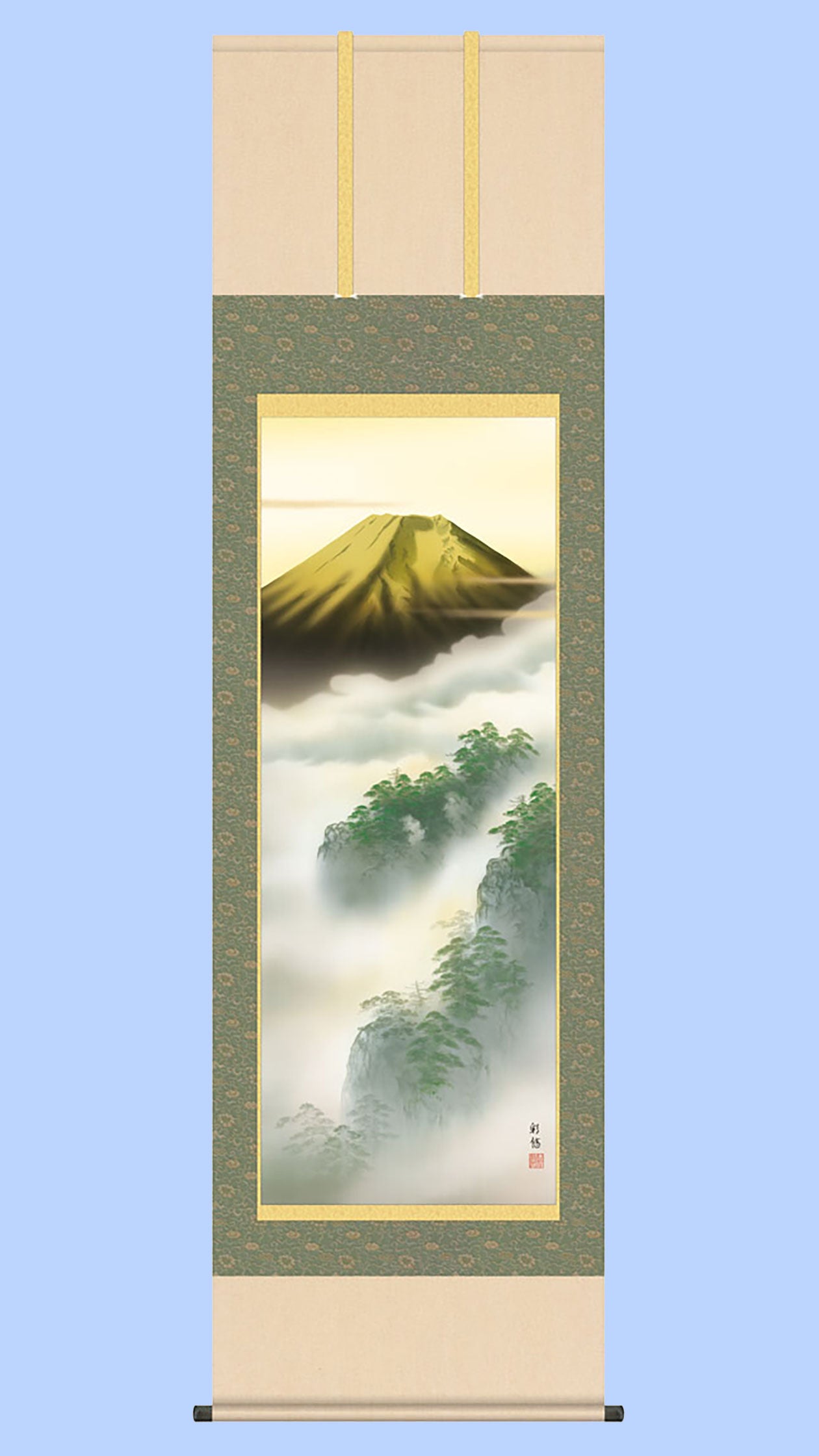 富士山水画掛け軸　金富士　宇田川彩悠