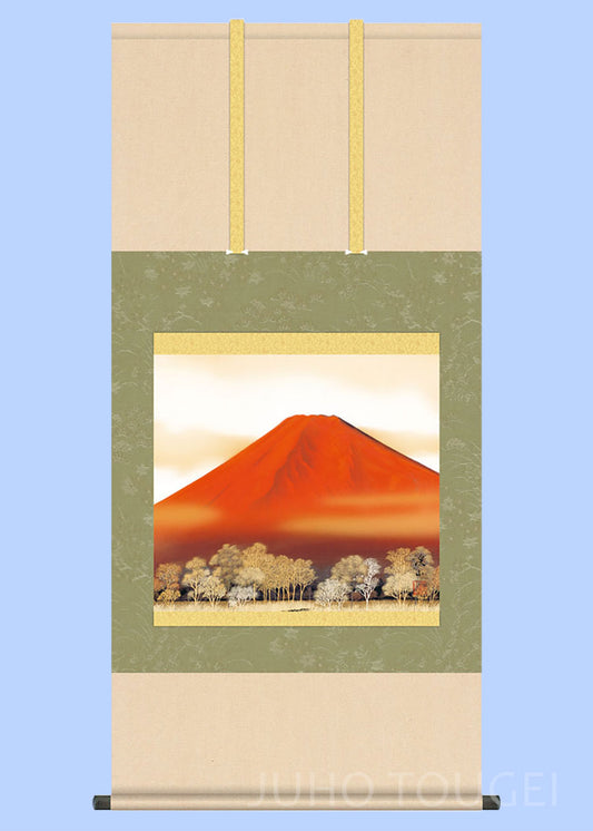 Landscape Painting Hanging Scroll – Red Mount Fuji by Itō Keizan