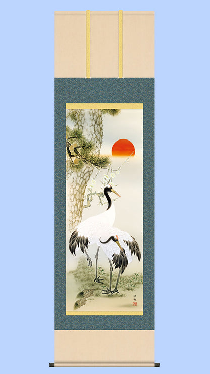 縁起画掛け軸　松竹梅鶴亀　瀬田功舟