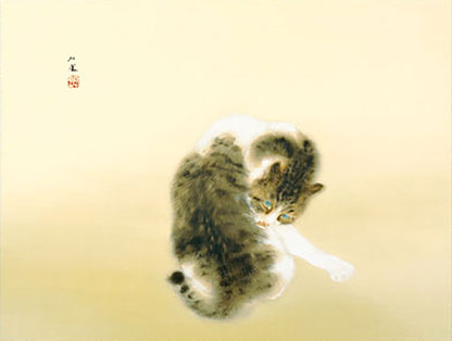 名画複製画掛け軸　班猫　竹内栖鳳