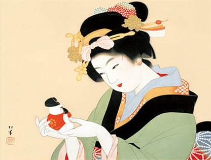 名画复刻挂轴 《御所人形》 上村松园