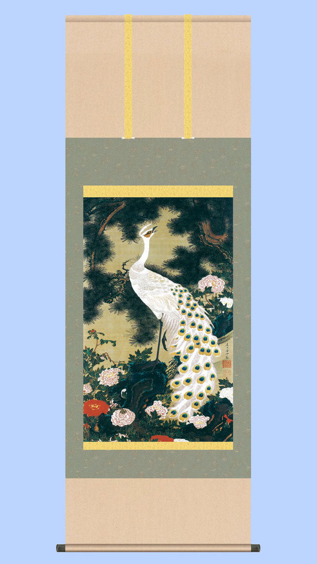 名画複製画　伊東若冲　老松孔雀図