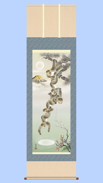 縁起画掛け軸　金峰月五猿　久我 直哉