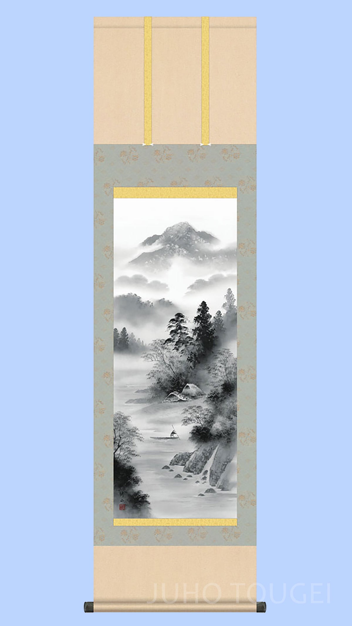 Landscape Painting Hanging Scroll – A Scene of Quiet Elegance by Emoto Shūzan