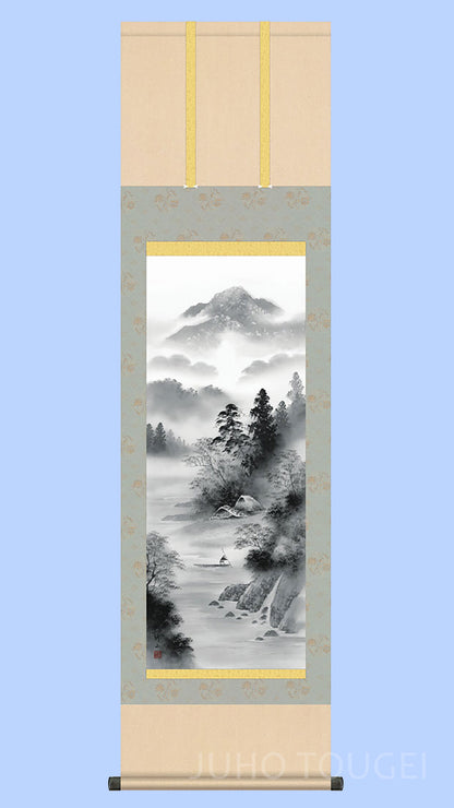 Landscape Painting Hanging Scroll – A Scene of Quiet Elegance by Emoto Shūzan