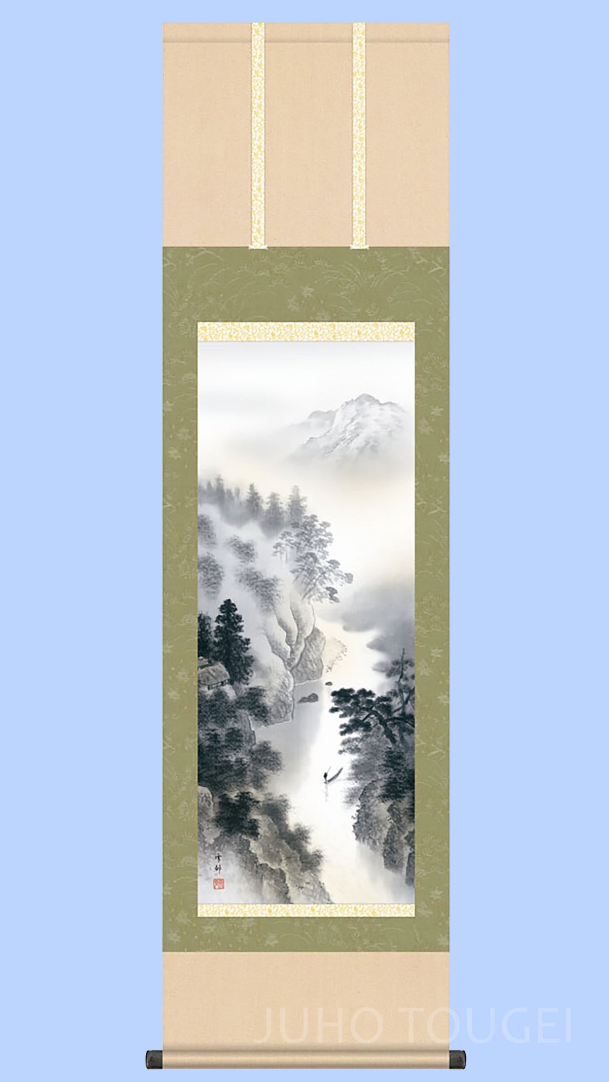 Landscape Painting Hanging Scroll – Secluded Mountains and Clear Waters by Nakayama Setsuson