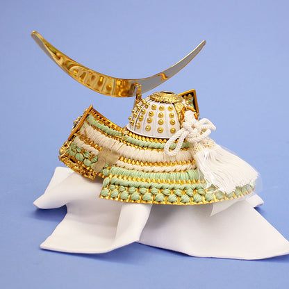 五月人偶 单个兜帽 高18cm 行舟作品 No.6 鲜绿色 伊達兜帽 无柜子