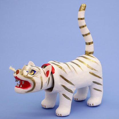Paper Mache Tiger - Lucky White Tiger (Small)