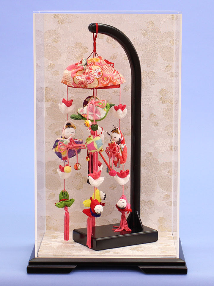 つるし雛ケース飾り 8号ももか 白桜　アクリルケース入りの可愛いコンパクトサイズ