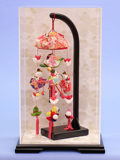 つるし雛ケース飾り 8号ももか 白桜　アクリルケース入りの可愛いコンパクトサイズ