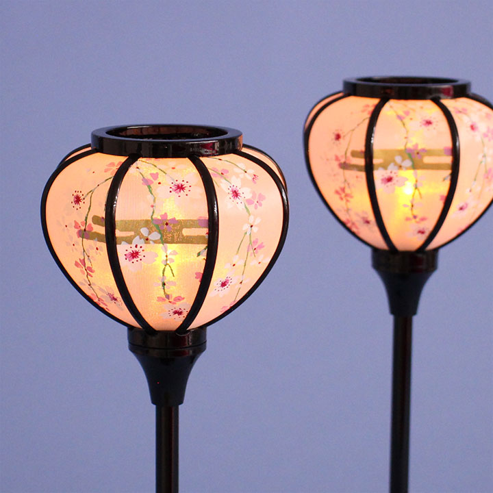 雛人形ぼんぼり  （樹脂製） 24cm20p黒やなぎLEDコードレス　暗所点灯