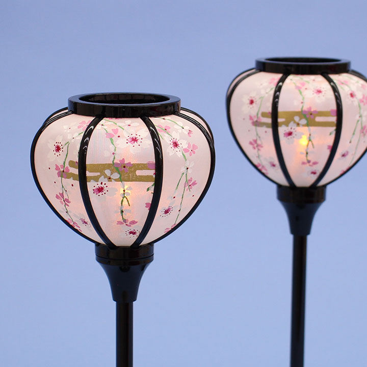 雛人形ぼんぼり  （樹脂製） 24cm20p黒やなぎLEDコードレス　明所点灯