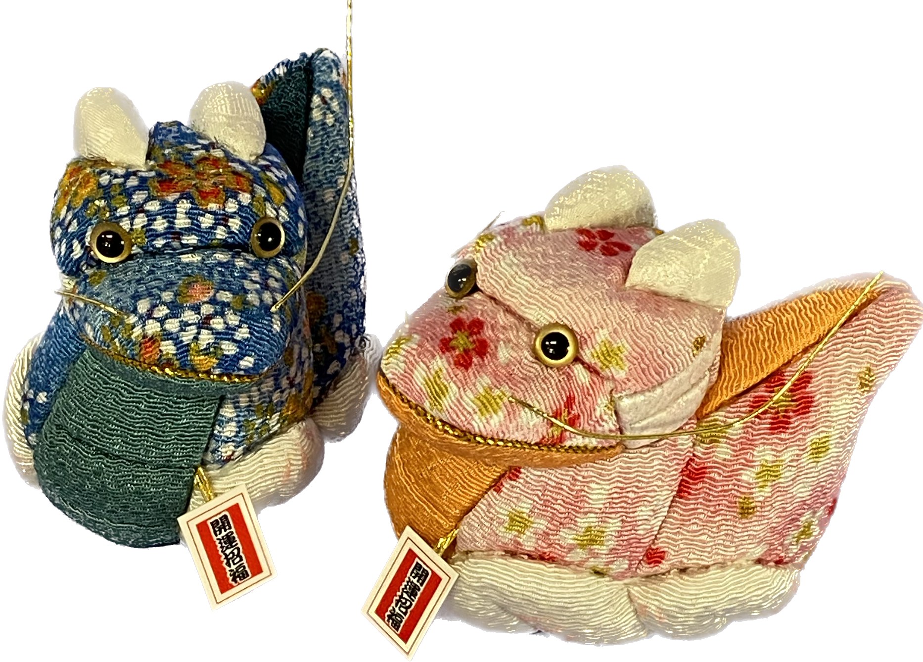木目込み人形：2024干支辰＃１１　青、桃 ペア